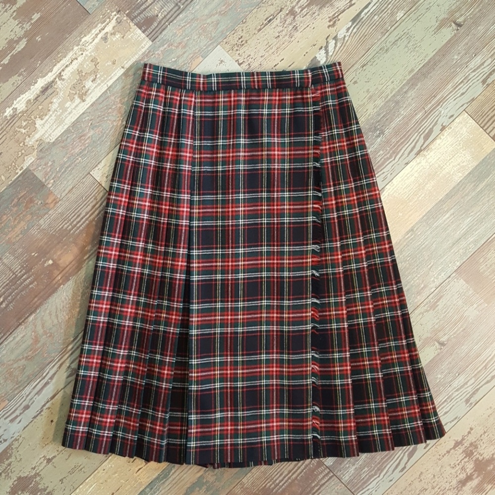 Vintage David Brooks Plaid Wrap Kilt Skirt 12 L
